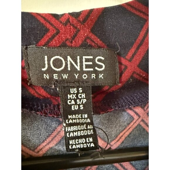 Jones New York women’s size small red and dark blue blouse - Picture 5 of 8